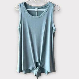 Light Blue Sleeveless Blouse with Front Tie